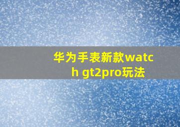 华为手表新款watch gt2pro玩法